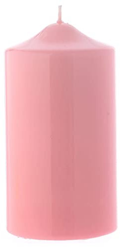 Holyart Altarkerze mit rosanem Lack ?berzogen, gl?nzend 15x8 cm
