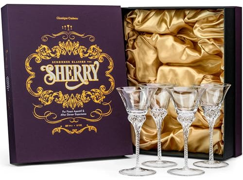 Lot de 4 Verres à Vin en Cristal pour Sherry, Porto Sucré et Dessert | Goélettes 110 ml pour Liqueur | Verrerie à Longue Tige pour Apéritif et Digestif