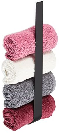 Relaxdays Handtuchhalter ohne Bohren, Edelstahl, 36 cm, Selbstklebende Handtuchstange, Gästehandtuchhalter Bad, schwarz