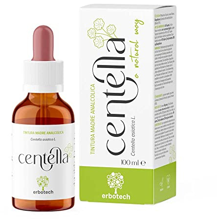 ERBOTECH, Teinture Mère de Centella, Teinture Mère Sans Alcool à Goutte à Diluer dans l’Eau, Végétalien, Non Dérivé de Plantes OGM, Made in Italy, 100 ml