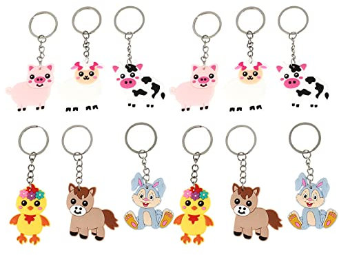 jojofuny 60stücke Cartoon Tier Schlüsselanhänger Lustige Pvc Tier Schlüsselringe Für Taschen Rucksäcke Und Schlüsselbund-dekoration