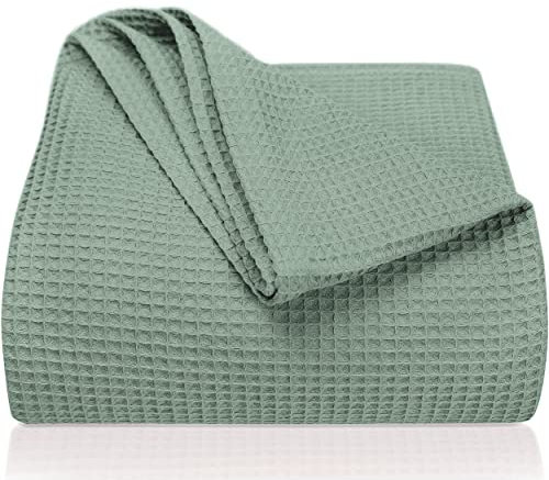 LAYNENBURG Copriletto 240 x 260 cm XXL - Waffle Pique 100% Cotone - Coperta Estiva Leggera - Coperta di Cotone Come Coperta da Letto, Coperta da Divano, Coperta ariosa da Divano (Verde menta)