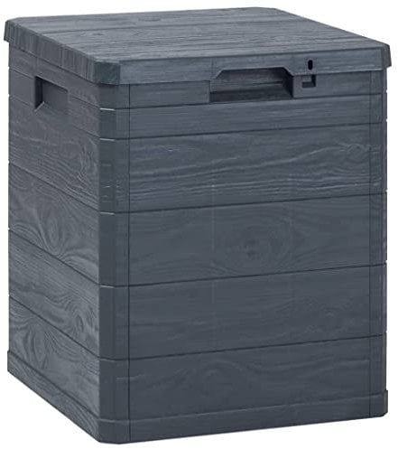 WIFESE 42,5x44x50 cm Garten Aufbewahrungsbox 90 L Gartentruhe Auflagenbox Kissenbox Box mit Deckel Outdoor Gartenboxen Abschließbare Box Storage Boxes Gartenschrank Anthrazit Kunststoff Holzoptik