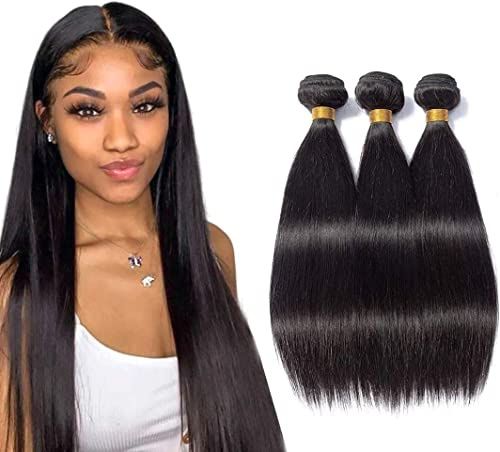 TNICE Brazilian Straight Hair Bundles Human Hair Extensions 22 22 22 Inch | Human Hair Straight Extensions Bundles Double Weft 100% Unprocessed Virgin Weave for Women Natural Color 3 Bundles Total 210g