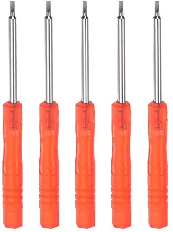 sourcing map 5pcs Mini Slotted Screwdriver, 1.5mm Flat Head for Watch Eyeglasses Electronics Repair (Red)