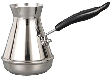 Türkische Kaffeekanne, Edelstahl-Kaffeekanne mit langem Griff, Mokkakanne für Türkischen Arabisch und Griechische Kaffee, Handgemachte Arabische Kaffeekanne, Kaffeemilchaufschäumer (850ml)