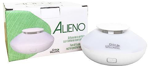 Gisa Wellness - ALIENO - Diffusore di Aromi ad Ultrasuoni - Con Batteria Ricaricabile - Per Aromaterapia e Cromoterapia - Ideale per Soggiorni o Uffici