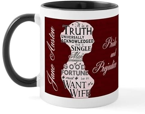 BAAROO Jane Austen Tasse à café en céramique avec citation 325 ml