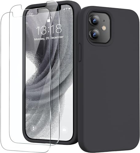 Little Boutik Coque Noir pour iPhone 12 Mini (5,4) et 2 Verres Trempé Film Protection Ecran