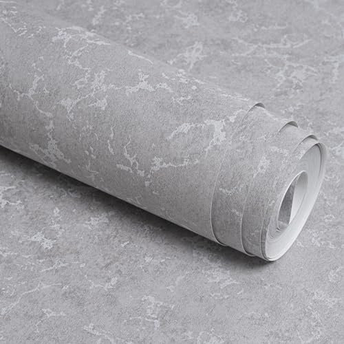 Trafagala Shabby Chic Quartz Texture Wallpaper Dark Grey Concrete Texture Natural Stone Effect Wallpaper for Bedroom Living Room Hallway Ceiling Paper