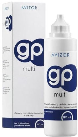 Avizor GP Multi 120 ml - Solución Única para Lentes de Contacto Rígidas | Limpieza, Desinfección y Confort | Estuche Incluido