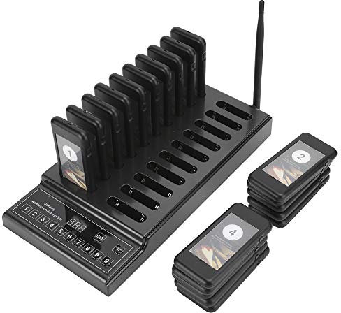 Drahtloses Rufsystem mit 20 Kanälen, Restaurant-Pagersystem, Drahtloses Gäste-Paging-Warteschlangensystem, Wiederaufladbare Pager, Blinklicht und Summer für Restaurant, Kirche,
