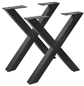 SAM Tischgestell X-Form 2er Set Eisen schwarz lackiert | Tischbeine für Esstische, Schreibtische & Arbeitstische, Metallgestell für DIY-Projekte, Industrial-Design
