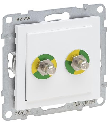 LEGRAND, SEANO Potentialausgleich-Steckdose, Einsatz, Anschlussbolzen gemäß DIN 42 801, Farbe: Ultraweiß, 765130