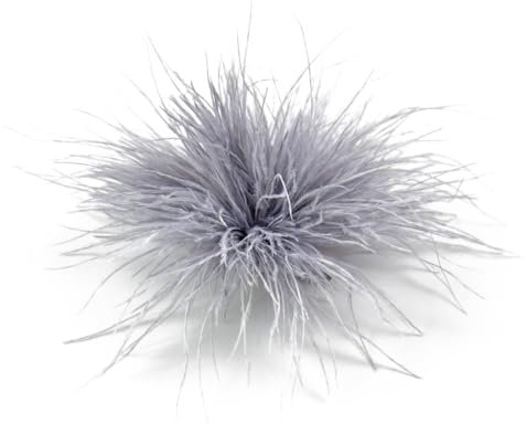 Elegante Feder Brosche,Damen Haarspange,Straußenfeder Ansteckbrosche,Vintage Corsage,Schal Pin,Pullover Hemd Hüte Clips für Damen,Kleidung Zubehör,für Hochzeit Bankett Party,Silber Grau