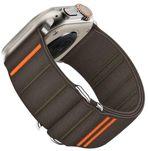 Suitisbest Straps Compatible with Apple Watch Ultra Strap 49mm 46mm 45mm 44mm 42mm, Stretchy Nylon Sport Loop Strap with S-Hook for Apple Watch Ultra 2/ Ultra SE Series 10 9 8 7 6 5 4 3, Hazelnut