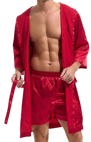 Amy Coulee Peignoir léger en satin pour homme