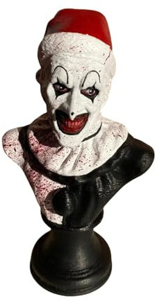 Evil Clown Bust Statue, Halloween Ornament, Scary Decoration, Realistic Figurine, Ghost Sculpture, Horror Decorative for Home Office Party Decor(C)