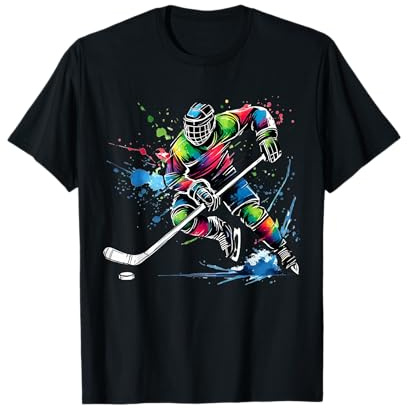 Colorful Ice Hockey Fan Player Tie Dye Color Splash Sports T-Shirt