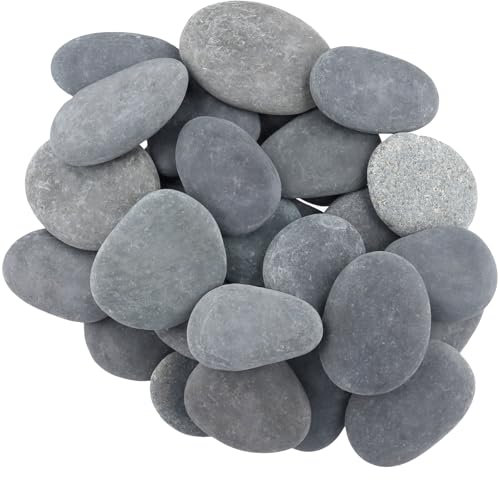 SOUJAP 40 PCS 2-3 Inch Flat Beach Pebbles, 5-8 cm Smooth and Flat River Rock for Painting, Natural River Stone for Painting Crafting Decorative