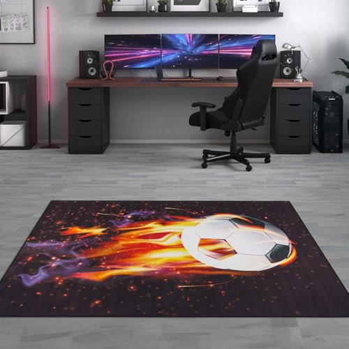 Taracarpet Kinderzimmer Teppich für Kinder, Jungen, Mädchen und Jugendzimmer Fresh Kids Fußball Flammen 80x150 cm