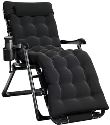 DOKKOME Liegestuhl Klappbar Sonnenliege Garten Verstellbar Gartenliege Gartenstuhl Belastbar 200kg Liegestuhl campingstuhl deckchair mit Kissen und Auflage Schwarz