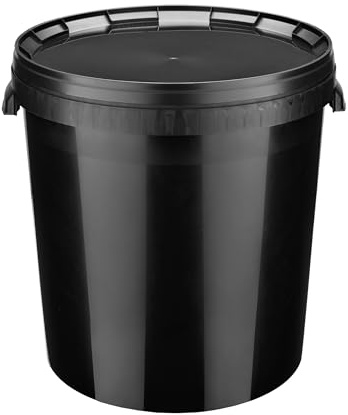 Garronda 30L mit Kunststoffgriff 50 Stück Eimer mit Deckel Schwarz GD-0104 | Mit Bügelgriff, strapazierfähig, leicht zu reinigen und lichtundurchlässig, schützt vor Austrocknung und Insektenzugang
