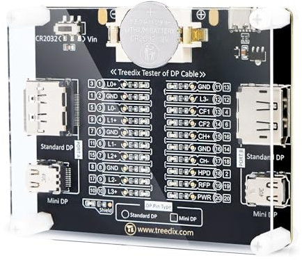 Treedix DisplayPort Kabeltester für Standard DisplayPort Kabel, 20 LED-Statusanzeigen zur Überprüfung auf Kurzschluss, Unterbrechung und Fehlverdrahtung für DP1.0, 1.1, 1.2, 1.2a, 1.3, 1.4, 2.0, 2.1