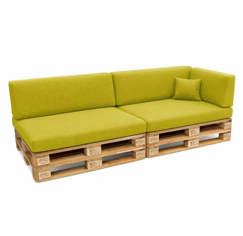 POKAR Palettenkissen Palettenauflagen mit abnehmbarem Bezug Palettenmöbel Palettensofa 6er Set: Sitzkissen 120x80 + Rückenlehne 120x40, Limette
