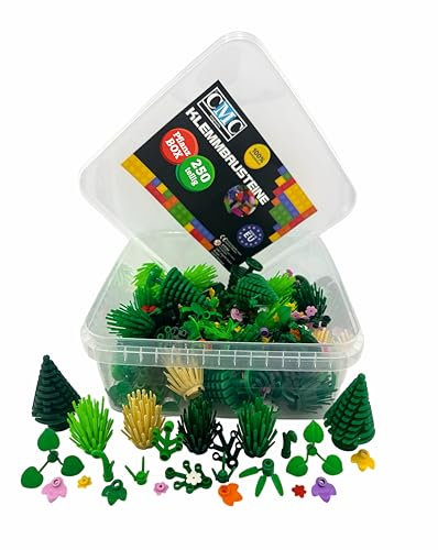 CMC imports 250 teilig Pflanzen Box Pflanze Klemmbausteine Bausteine Kompatibel Blätter Blumen Büche Baum Gras Stengel Rasen für Garten City Deko Wald