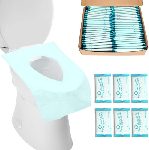 Gimars 50 tapas de inodoro desechables, antibacterianas, 40 x 60 cm, desechables, para adultos y niños, biodegradables, impermeables, para inodoro, inodoro, portátil, de viaje, camping