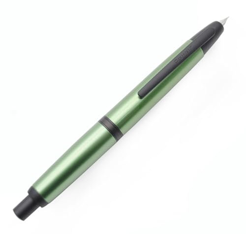 JINHAO 10 Press Fountain Pen Retractable Metal Pen with Ink Converter (Extra Fine Nib, Pine Green with Black Clip)