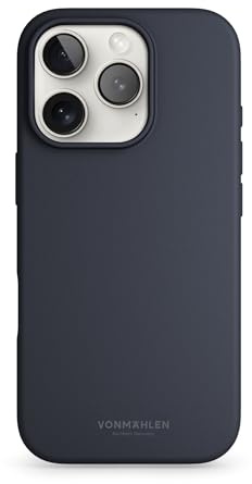 VONMÄHLEN Soft Silicone Case - Silikonhülle aus recycelten Materialien, kompatibel mit iPhone und MagSafe, Handyhülle mit Kamera-Displayschutz - iPhone 16 Pro - Navy