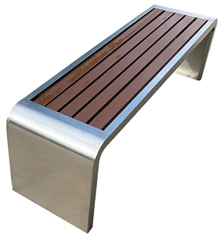 Gartenbank Wetterfest 2 Sitzer aus Edelstahlrahmen Gartenbanks Ohne Lehne Holzbank Rustikal Parkbank für Parks, Straßen, Gemeinden, Aussichtspunkte, Plätze(100 * 40 * 45cm)