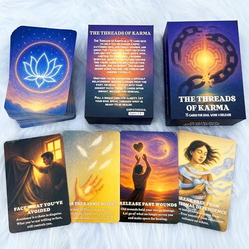 DPEHAKMK The Threads of Karma Oracle Cards, 75 Cards for Soul Work & Release, Spiritual Card Deck