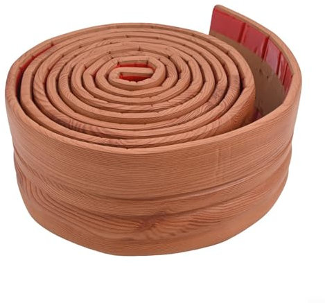 Plinthe en mousse flexible de 3 m pour mur facile à personnaliser (grain de bois marron)