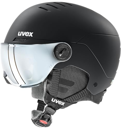 uvex Rocket jr Visor - Skihelm für Jungen und Mädchen - individuelle Größenanpassung - optimierte Belüftung - Black matt - 54-58 cm