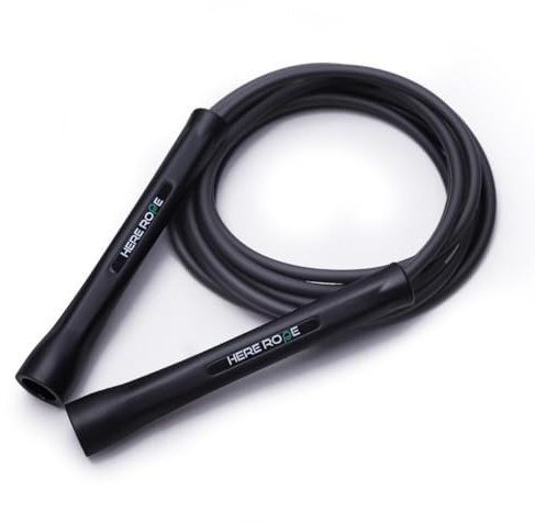Hererope Cuerda de saltar de PVC, 6 mm, para hombres y mujeres, fitness, velocidad, trucos, entrenamiento cardiovascular, comba de boxeo de 3,1 m con asas irrompibles y cuerda sin nudos
