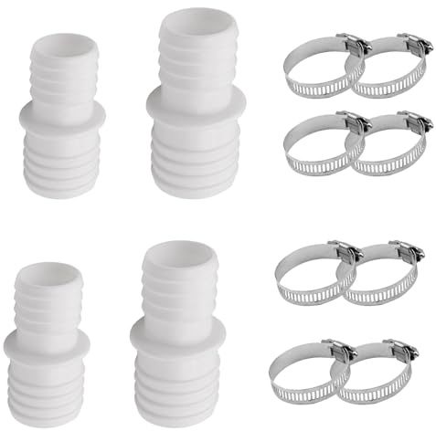YBAOLONG 4 Stück Pool Schlauchverbinder 32 auf 38mm, Poolschlauch Verbinder, Poolschlauch Adapter, Pool Schlauchadapter mit 8 Stück Edelstahl Schlauchschellen, Für Garten und Schwimmbadschläuche