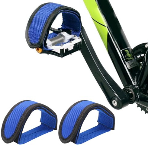Quesuc 1 Paar Fahrrad-Pedal-Riemen Längenverstellbar Nylon Für Heimtrainer, Kinder-Fahrrad, Fahrradzubehör, Mountainbike-Pedale Blau