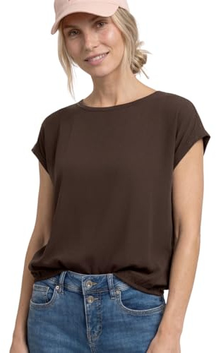 Street One Dropped Shoulder Bluse mit Tapedetails Espresso Brown 34