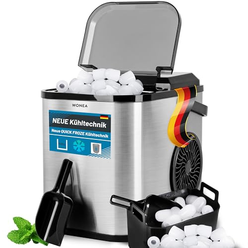 Eiswürfelmaschine Selbstreinigend, Eiswürfelbereiter mit 1Liter Wassertank | Eiswürfelbereiter Selbstreinigend klein 1 Liter, Edelstahl Eiswürfel-Maker schwarz Party-Eiswürfel-Maschine für Cocktails