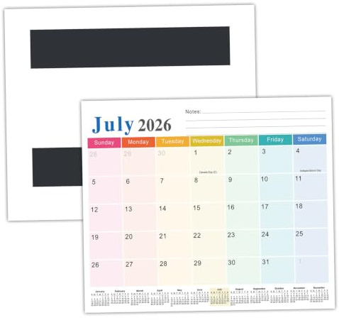 18 Month Calendar July 2026-2027, Magnetic Fridge Calendar July 2026-2027 Wall for Home Office, 11.81x10.00 Inch