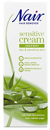 Nair Hair Removal Sensitive Cream - For Dry & Sensitive Skin - Legs & Body - with Camellia Oil & Ylang-Ylang - 200ml