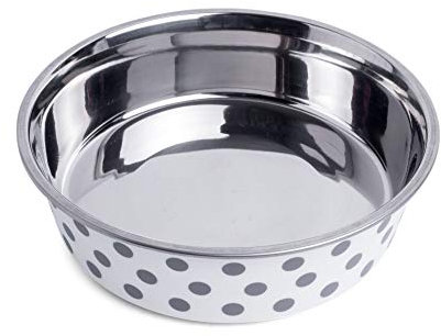 Petface Spots Deli Dog Bowl, White with Grey Spots, 17 cm (Pack of 1)