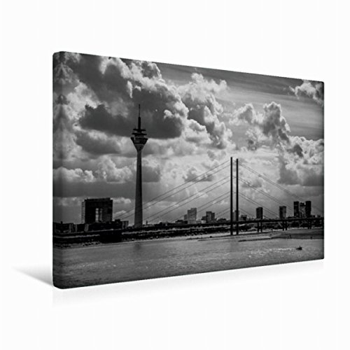 Premium Textil-Leinwand 45 x 30 cm Quer-Format Skyline von Düsseldorf | Wandbild, HD-Bild auf Keilrahmen, Fertigbild auf hochwertigem Vlies, Leinwanddruck von Micaela Abel