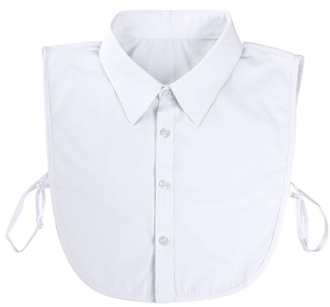 Joyci Mode homme OL faux col uni revers demi chemise faux col, Blanc., taille unique