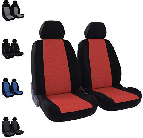 DBS - Autositzbezüge | Schonbezüge - PKW/Auto - Vordersitze - Schwarz + Rot - Universal - rutschfest - Waschbar, 012876