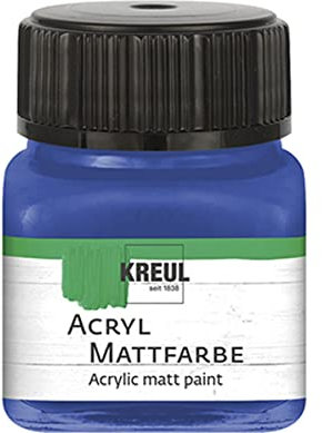 KREUL 75239 - Acryl Mattfarbe, blau im 20 ml Glas, cremig deckende, schnelltrocknende Farbe auf Wasserbasis, für viele verschiedene Untergründe geeignet