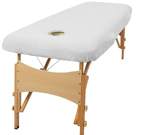 aztex Classic Massage Table Cover with Face Hole, Polycotton Elasticated Fit Beauty Bed Cover